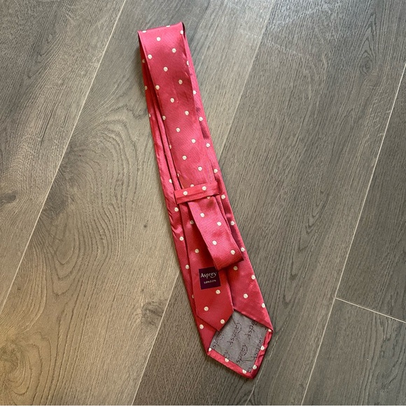 Asprey large dot silk tie (pink) - Picture 2 of 8